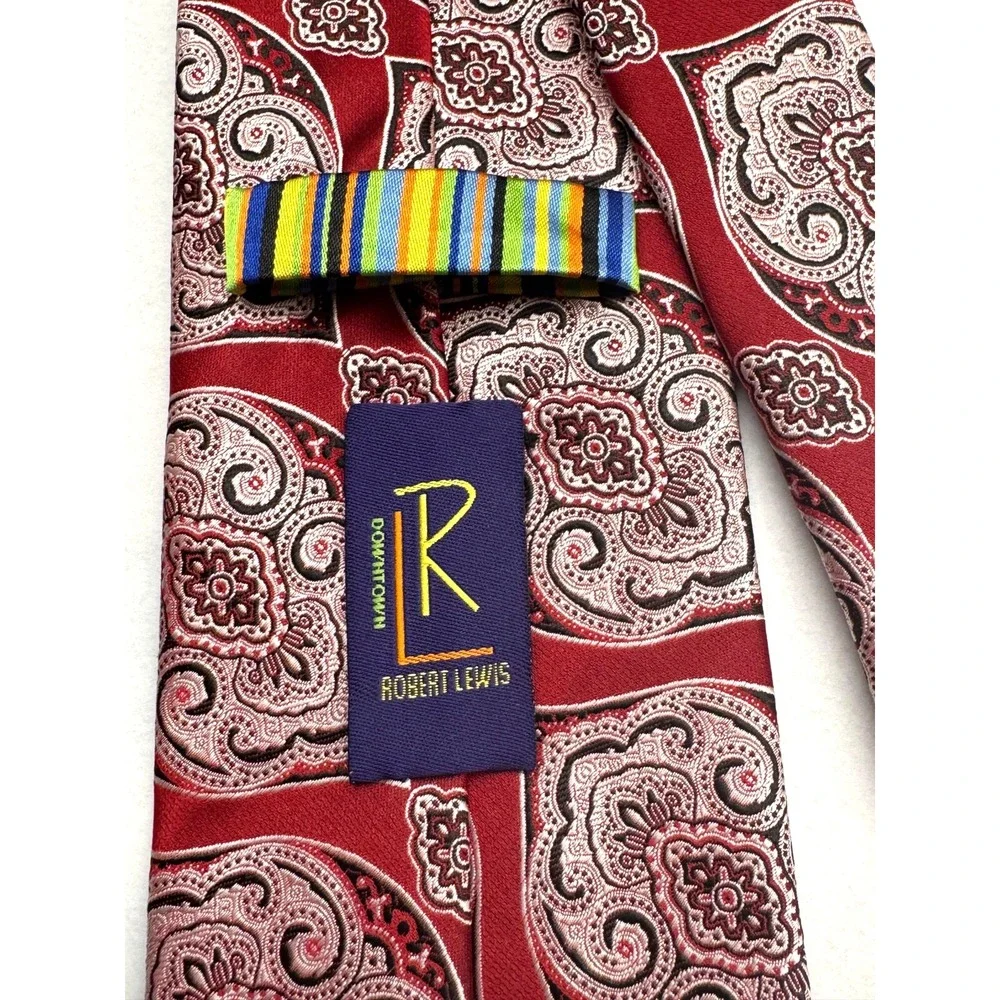 Robert Lewis Red Paisley Printed Design 100% Micro Fiber 3.50